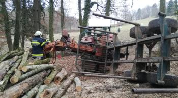 Holzkran kippte seitlich um 